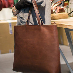 Handmade Leather Big Large tote bag dark green coffee brown for women leather shoulder bag