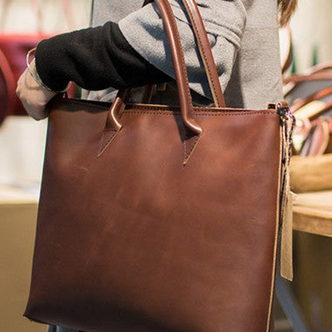 Handmade Leather big handbag dark coffee brown for women leather shoulder bag