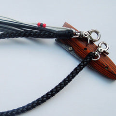 Handmade biker trucker wallet chain natural leather black braided 8pc Chain for wallet