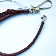 Handmade biker trucker wallet leather braided Chain with brass hook Clip for wallet