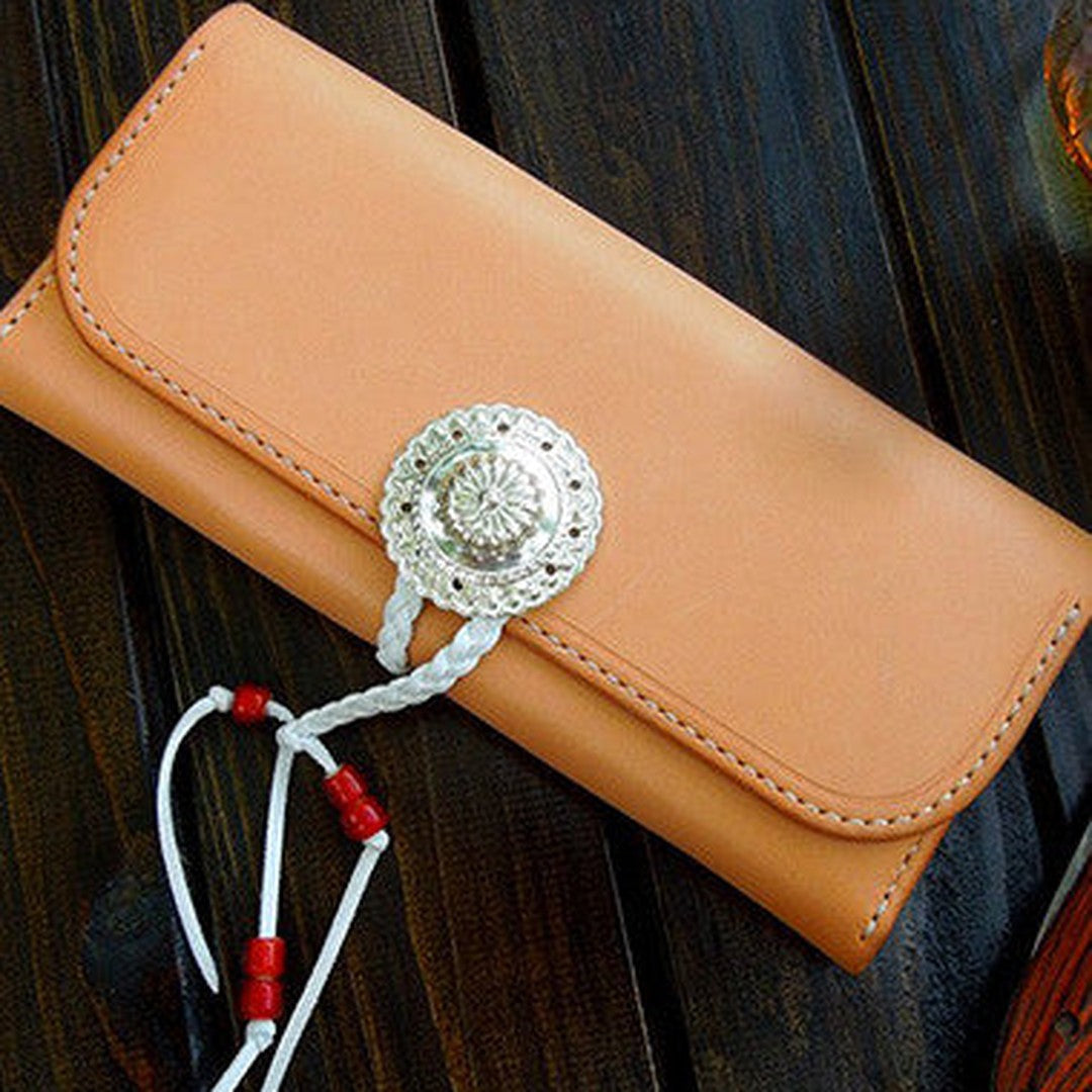 Handmade wallet leather long natural leather Long clutch wallet for women