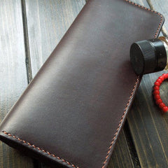 Handmade men wallet Liver bifold natural leather Long wallet purse clutch for men