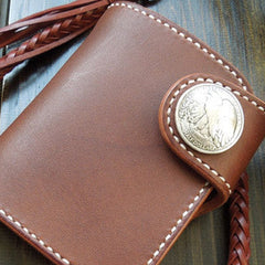 Handmade Leather Small Biker Chain Wallet billfold Biker Wallets for Men Chain Wallets