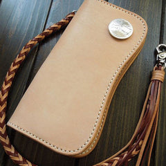 Handmade biker wallet chain leather bifold trucker wallet Long wallet purse for men