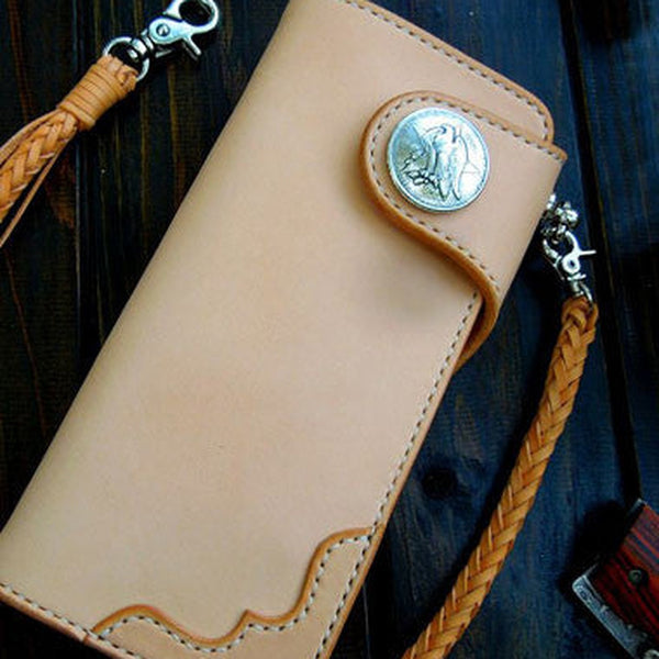 Handmade leather chain biker wallet bifold trucker wallets Chain Long wallet for men