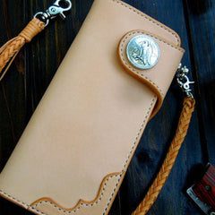 Handmade leather chain biker wallet bifold trucker wallets Chain Long wallet for men