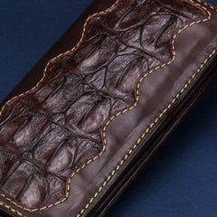 Handmade leather crocodile skin wallet leather men clutch Tooled wallet