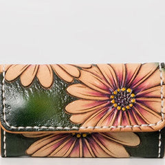 Handmade Leather key wallet card change coin wallet purse cute small women wallet
