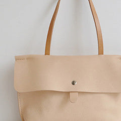 Handmade Leather handbag shoulder bag beige for women leather shoulder bag