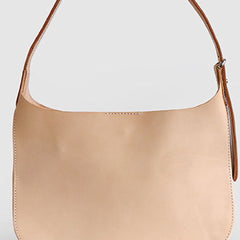 Handmade Leather handbag shoulder bag beige for women leather shoulder purse