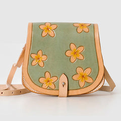 Handmade Leather floral saddle bag shoulder purse for women leather shoulder bag