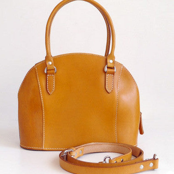 Handmade Leather handbag shoulder bag yellow brown for women leather shoulder bag