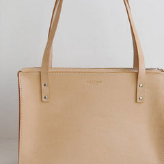 Handmade Leather handbag shoulder bag beige for women leather shoulder purse