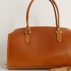 Handmade Leather handbag shoulder bag Boston bag brown for women leather shoulder bag