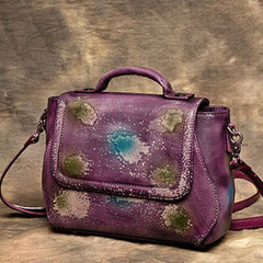 Genuine Handmade Bag Floral Vintage Leather Handbag Shoulder Bag Crossbody Bag Women Leather Purse