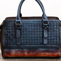 Genuine Handmade Woven Vintage Leather Handbag Shoulder Bag Women Leather Purse