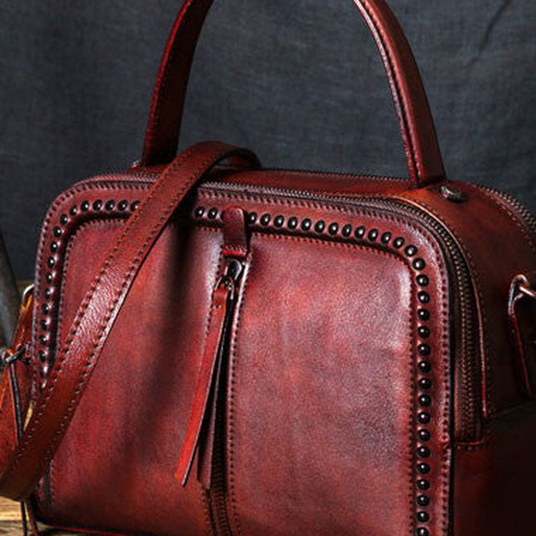 Handmade Leather handbag purse shoulder bag for women leather shopper bag