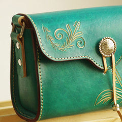 Handcraft retro crossbody leather floral hand dyed shoulder bag /handbag for women