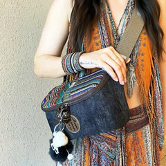 Embroidery Canvas Small Shoulder Bag Boho Waist Bag Boho Crossbody Bag - Feltify