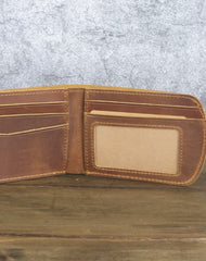 Men's Billfold Wallet with ID Window Brown Leather ID Billfold Wallet