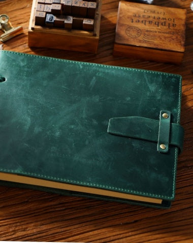 Green Leather Bound Sketchbook A5 Leather Sketchbook Leather Bound Journal