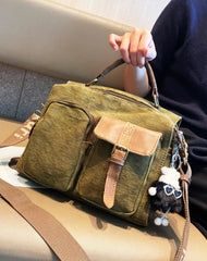 Canvas Convertible Crossbody Bag Handbag Womens Green Canvas Convertible Backpack Messenger Bag