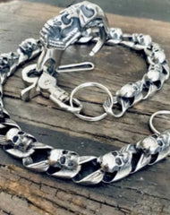 Silver Mens Skull Wallet Chain Cool Skull Wallet Chain Badass Skull Pants Chain For Men