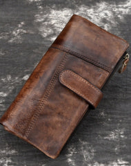 Coffee Yellow Buckle Mens Wallets That Holds A Lot of Cards Long Leather Wallet with Buckle for Men