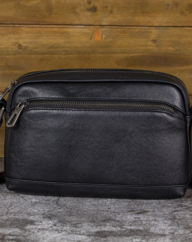 Soft Leather Crossbody Bag Black Small Mens Black Leather Crossbody Bag Messenger Bag