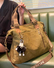 Green Canvas Handbag Canvas Large Shoulder Bag Green Canvas Crossbody Bag for Women