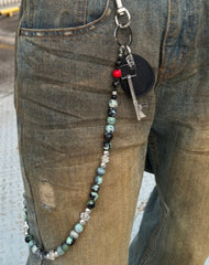 Green Ball Pants Chain Ball Wallet Chain Stone Beaded Wallet Chain Long Bead Wallet Chain