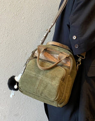 Green Canvas Convertible Vertical Shoulder Bag Womens Backpack Canvas Convertible Crossbody Bag Canvas Handbag