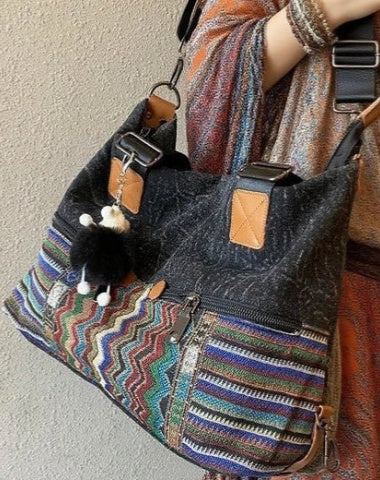 Canvas Boho Shoulder Bag Boho Crossbody Bag Women Gray Canvas Women Handbags Boho Handbag