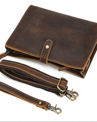 Leather Wristlet with Shoulder Strap for Men Leather Clutch with Shoulder Strap
