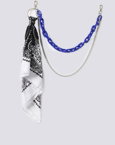 Navy Paisley Bandana Resin Trousers Chain Pants Chain Biker Kerchief Headscarf Jeans Chains