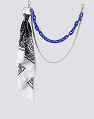 Navy Paisley Bandana Resin Trousers Chain Pants Chain Biker Kerchief Headscarf Jeans Chains