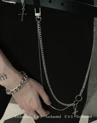 Unique Silver Mens Cross Wallet Chain Double Biker Wallet Chain Double Necklace Chain For Women