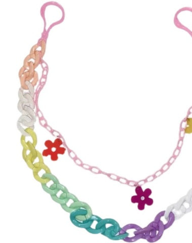 Cute Womens Rainbow Plastics Double Layers Pants Chain Colorful Light Jeans Chains For Women