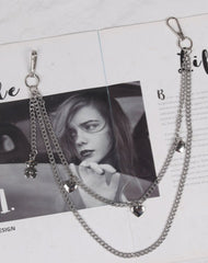 Cute Womens Bear Jeans Chain Silver Double Layers Astronaut Wallet Chains Jeans Chain For Women