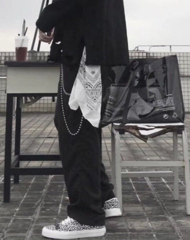 Black Paisley Bandana Trousers Chain Pants Chain Biker Kerchief Headscarf Jeans Chains