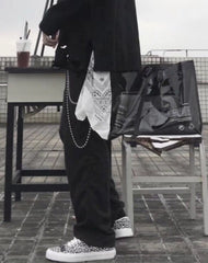 Black Paisley Bandana Trousers Chain Pants Chain Biker Kerchief Headscarf Jeans Chains