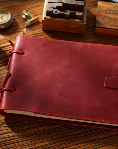 Red Leather Bound Sketchbook A5 Leather Sketchbook Leather Bound Journal