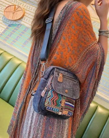 Boho Canvas Sling Bag Crossbody Bag Crossbody Backpack Women