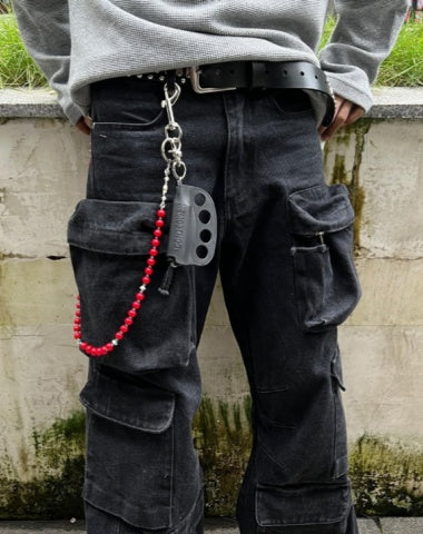 Red Ball Wallet Chain Ball Pants Chain Agate Beaded Wallet Chain Bead Wallet Chain