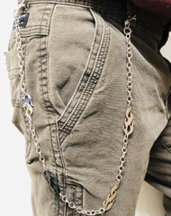 Cool Silver Flame Wallet Chains Silver Long Flames Biker Pants Chain For Men