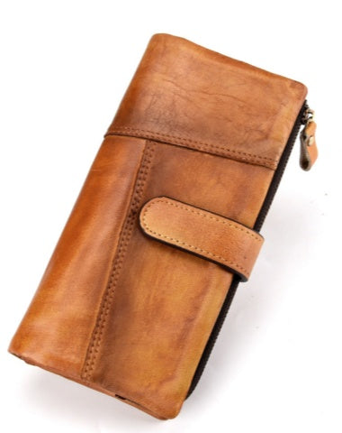 Yellow Buckle Mens Wallets That Holds A Lot of Cards Long Leather Wallet with Buckle for Men