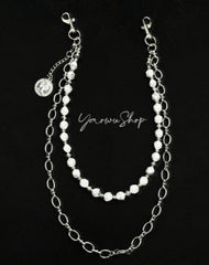Beaded Wallet Chain Womens White Stone Wallet Chain Double Wallet Chain