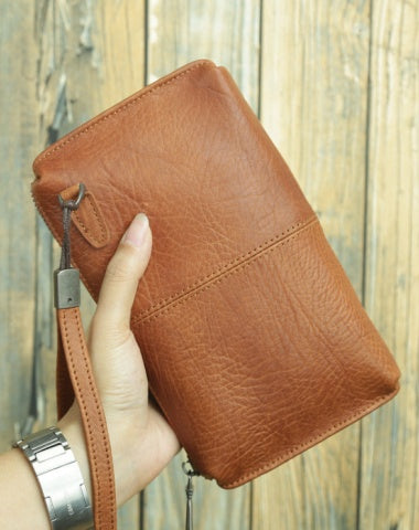 Brown Wristlet Clutch Wallet for Men Mens Clutch Leather Wallet