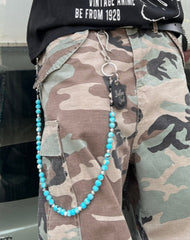 Blue Green Ball Wallet Chain Ball Pants Chain Turquoise Stone Beaded Wallet Chain Bead Wallet Chain