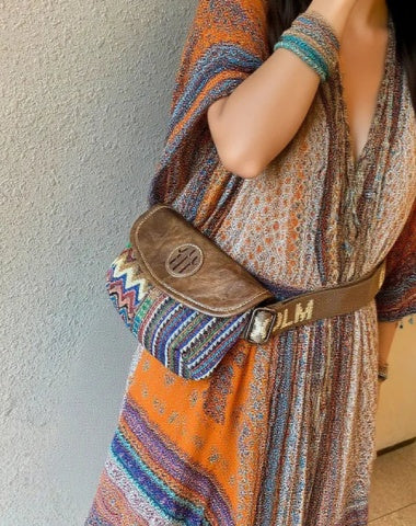 Small Boho Waist Bag Shoulder Bag Women Canvas Boho style Bags Embroidery Canvas Boho Crossbody Bag